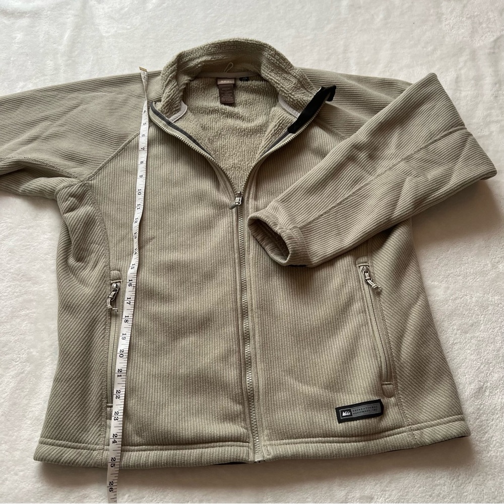 REI Women’s Jacket Tan Full Zip Fleece Sweater Mock Neck - Picture 7 of 8